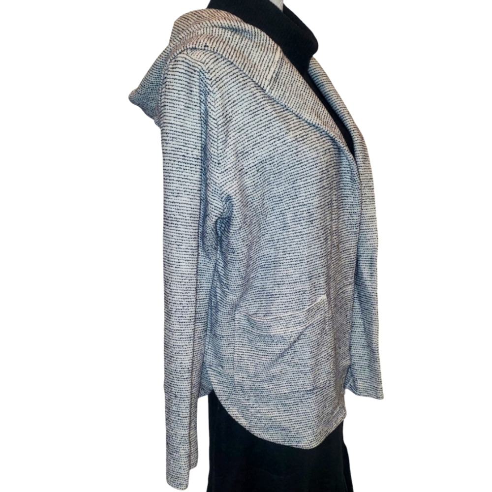 LOFT by Ann Taylor Boucle Slub Knit Hoodie Jacket White and Black Size Medium